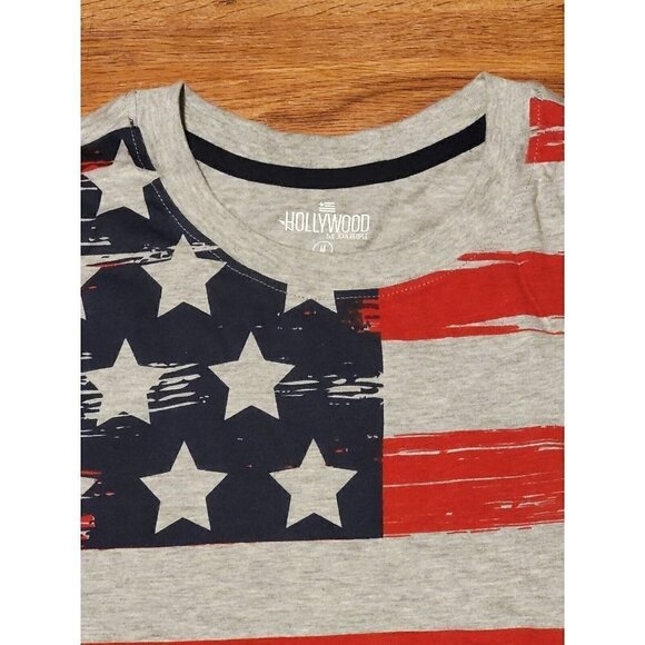 NWT Hollywood The Jean People‎ Size M Gray Flag Tee Shirt - Picture 3 of 5